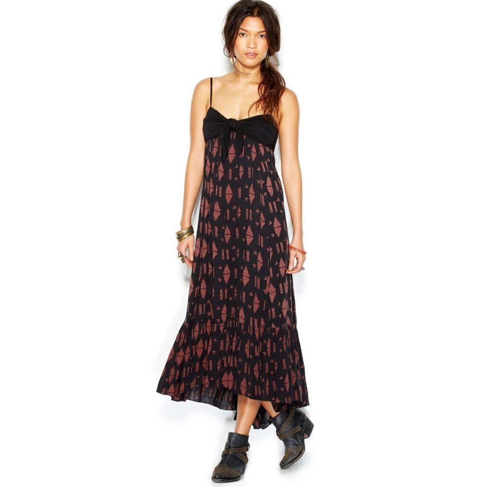 Free People totally tubular brown black‎ maxi dress Sz S
